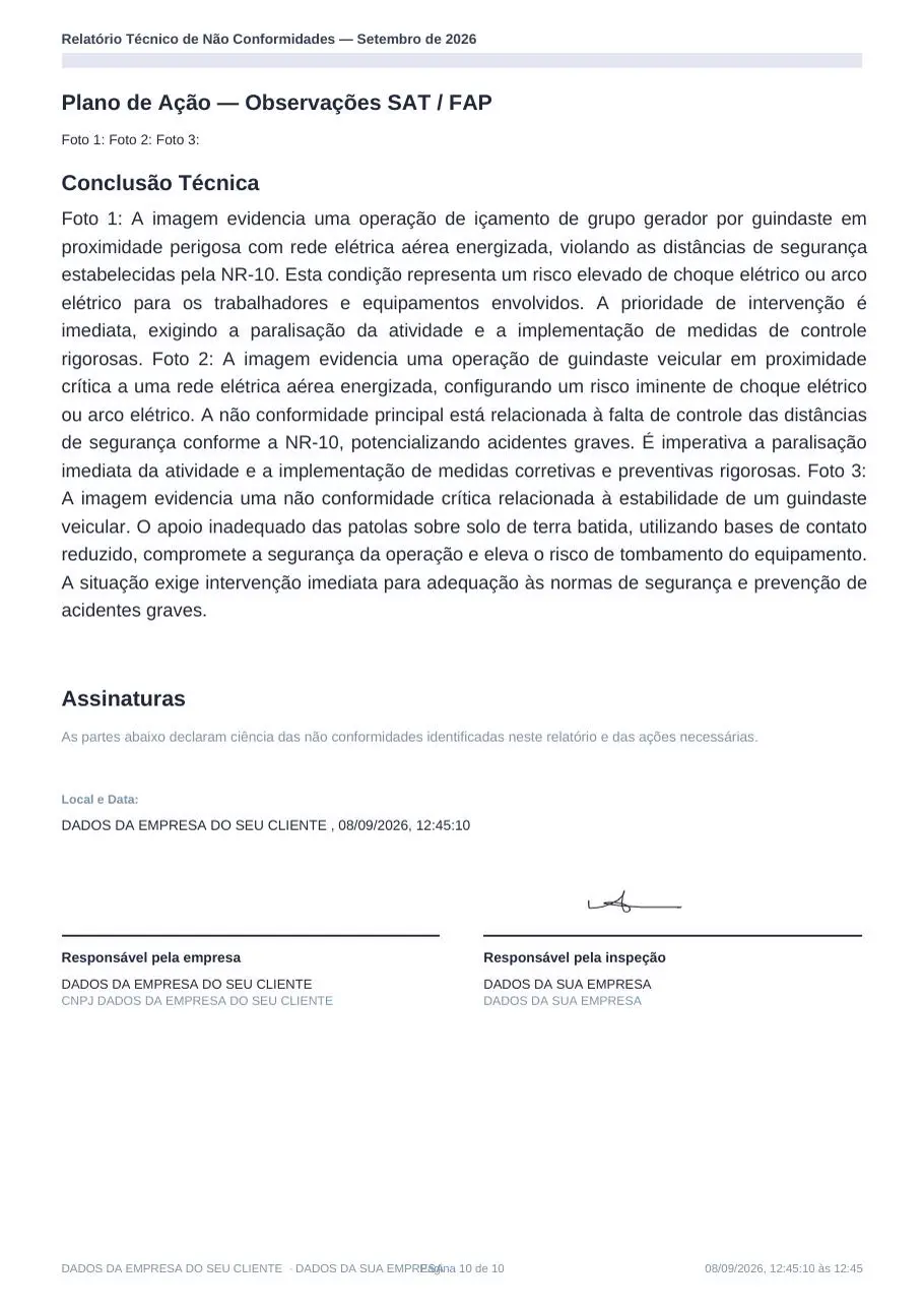 Conclusão com assinatura
