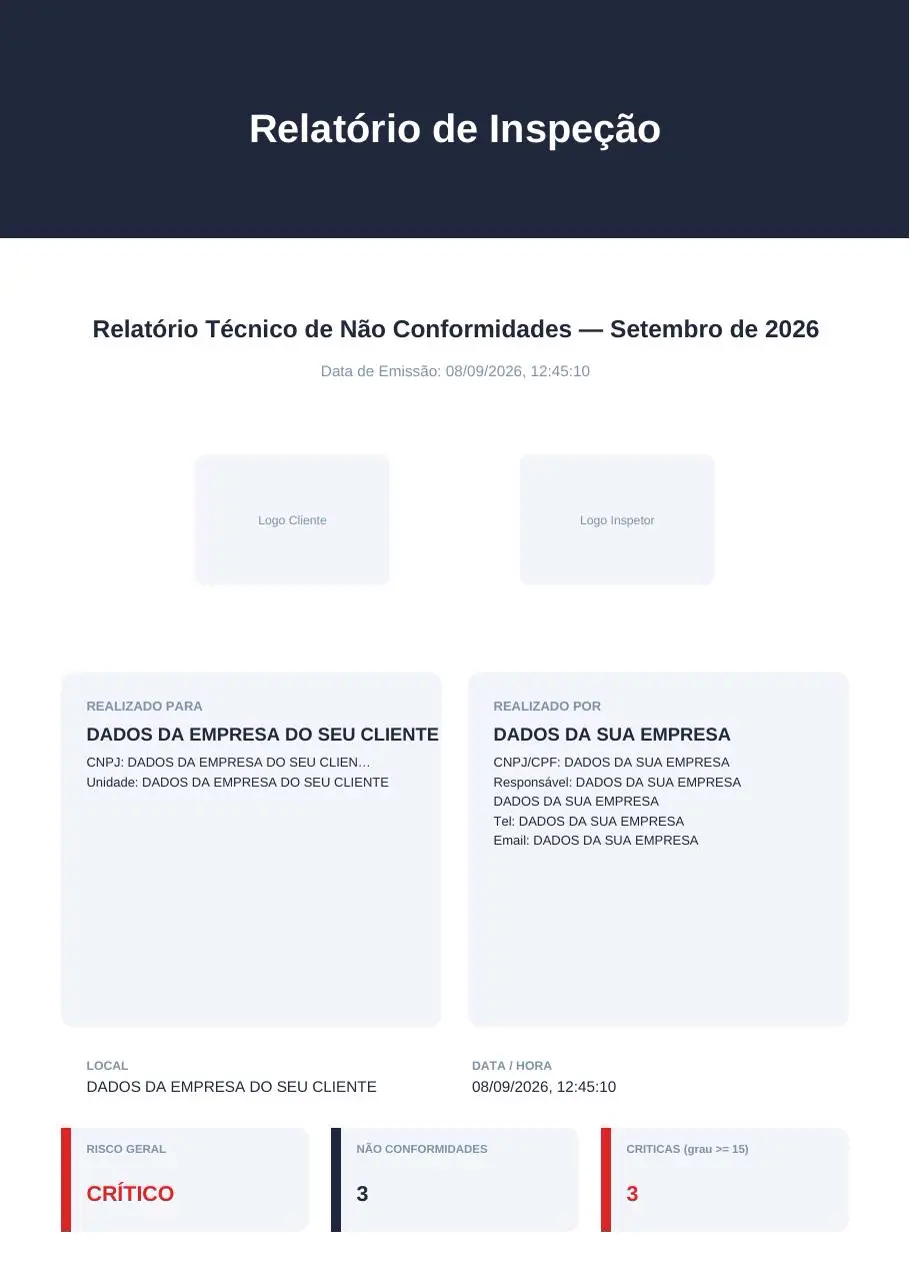 Capa de um relatório gerado pela SafeAI